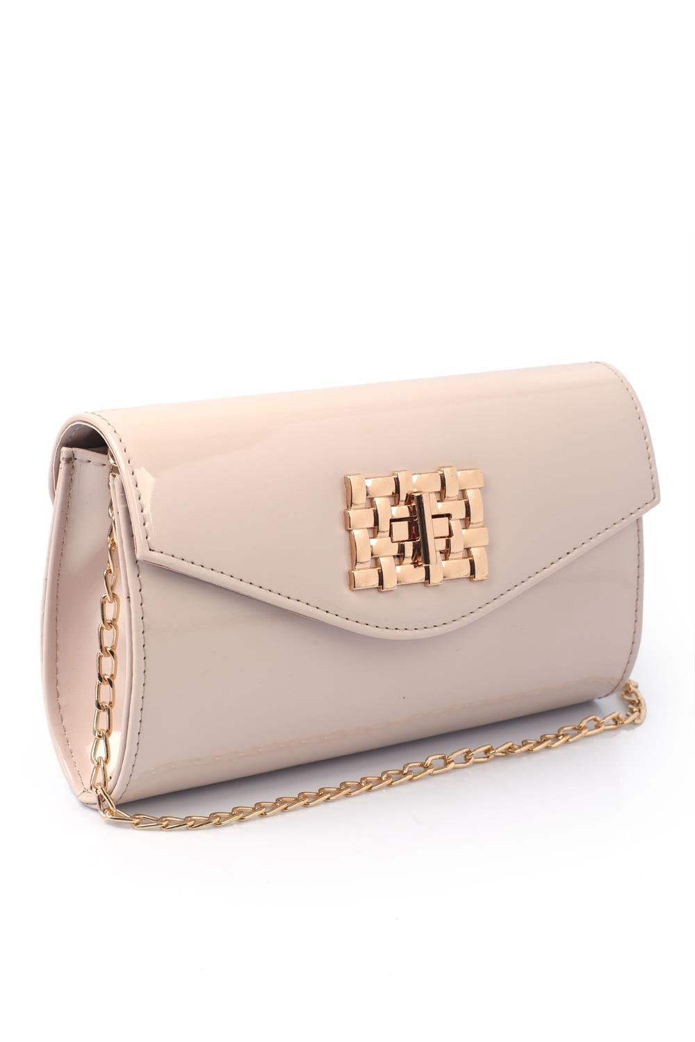Capone Outfitters PAO01 Women Patent Beige Hand Bag