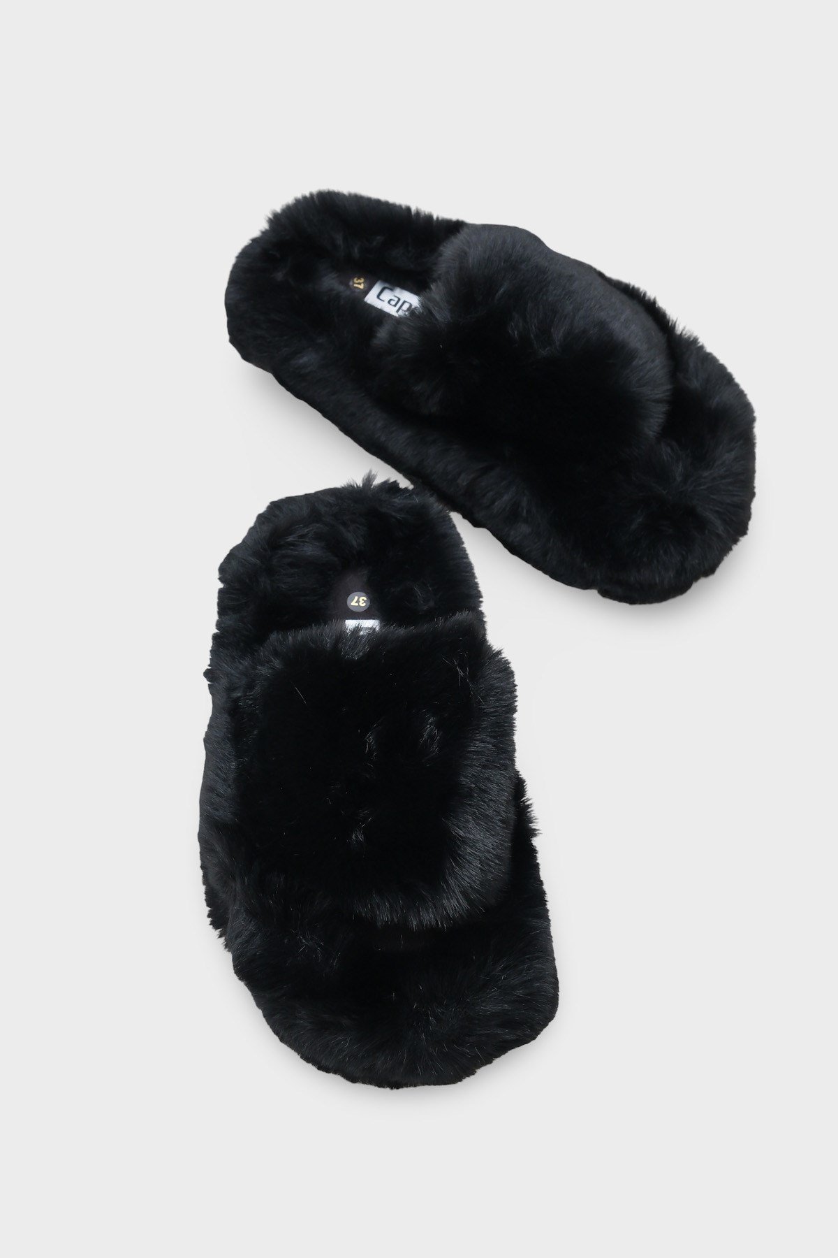 Capone Outfitters Women Black Plush Wool Lined Indoor Slippers