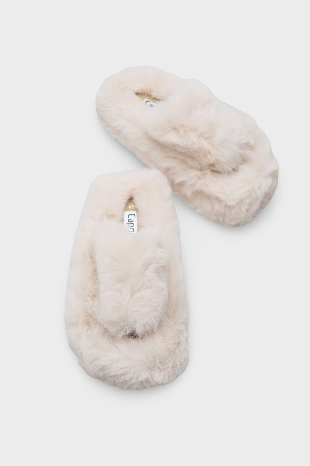 Capone Outfitters Women Cream Plush Wool Lined Indoor Slippers