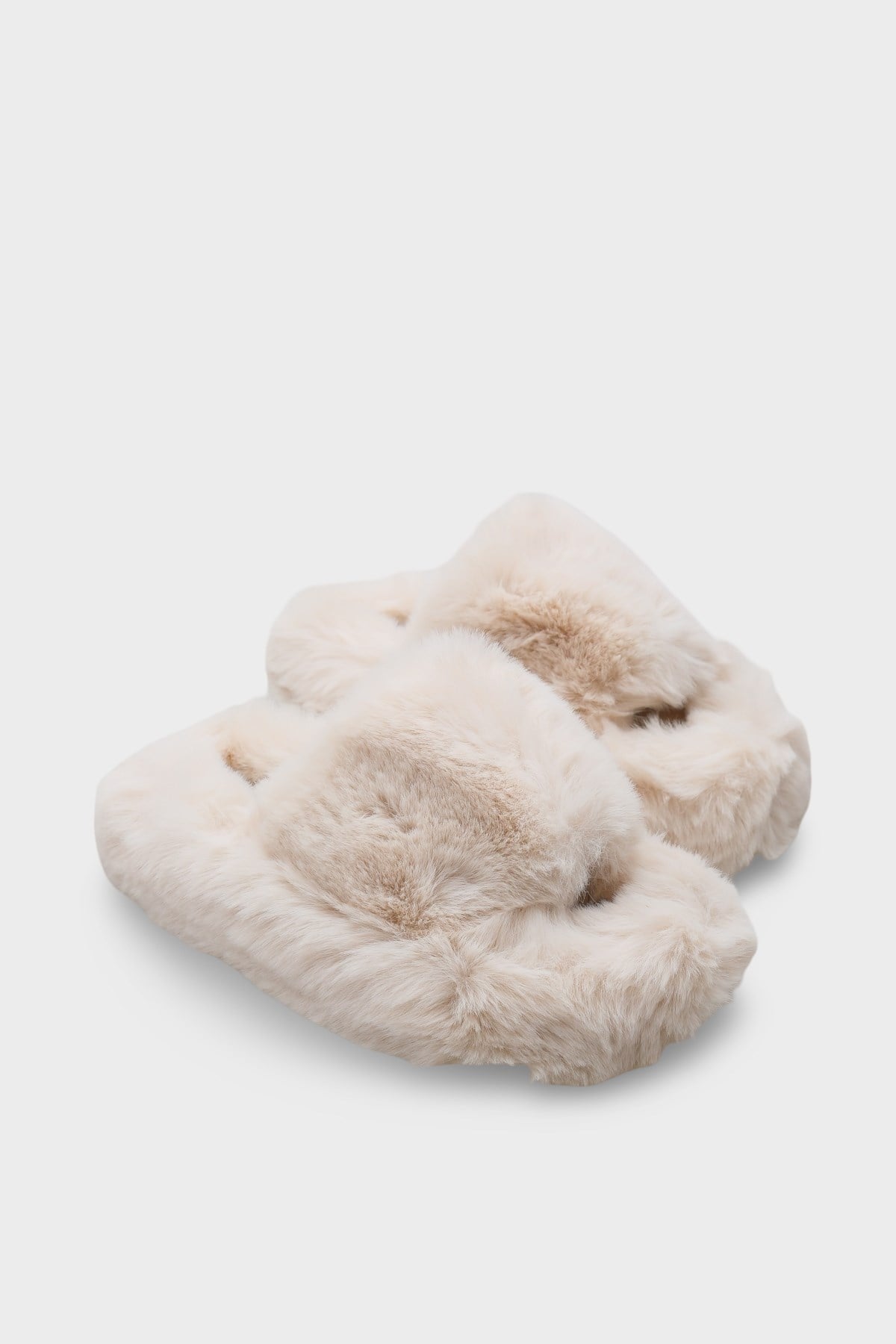 Capone Outfitters Women Cream Plush Wool Lined Indoor Slippers