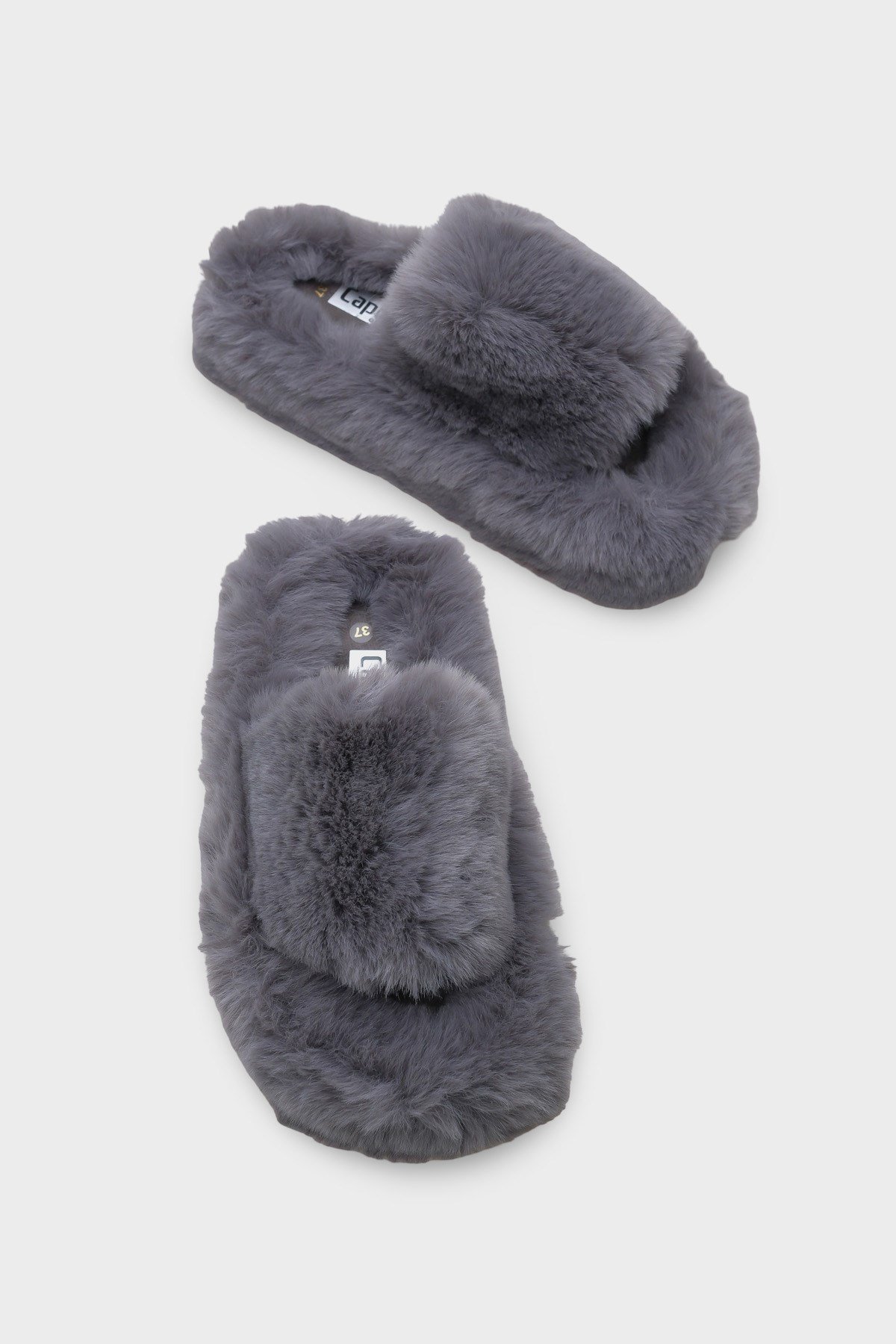 Capone Outfitters Women Grey Plush Wool Lined Indoor Slippers