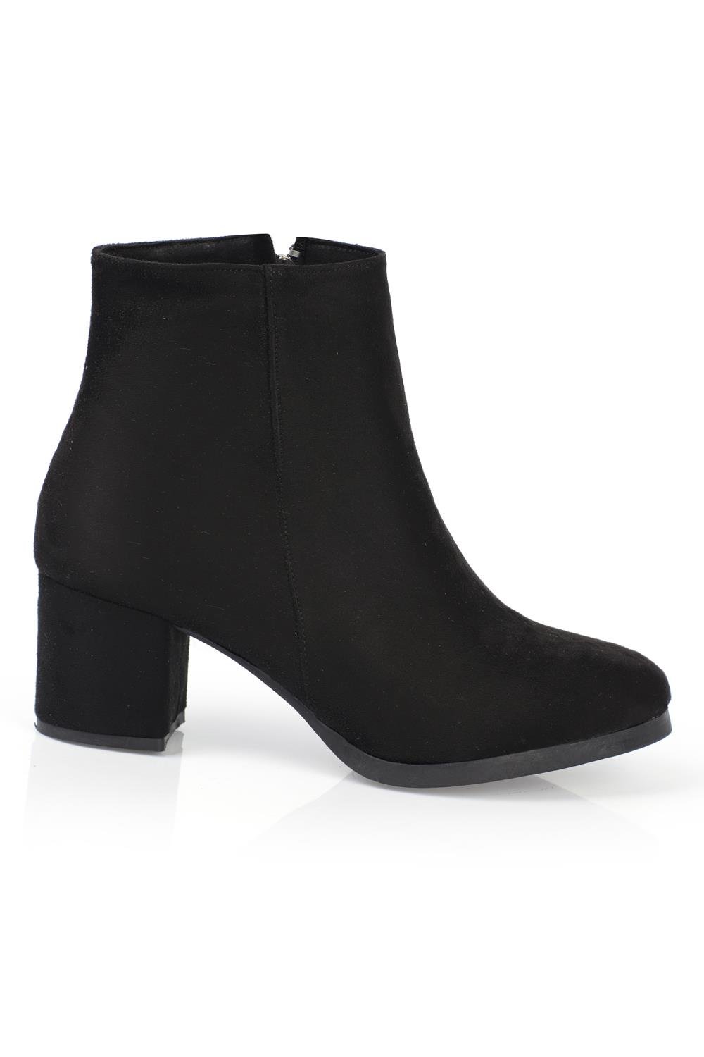Capone Oval Toe Ankle Height Side Zipper Block Heel Suede Woman Boots