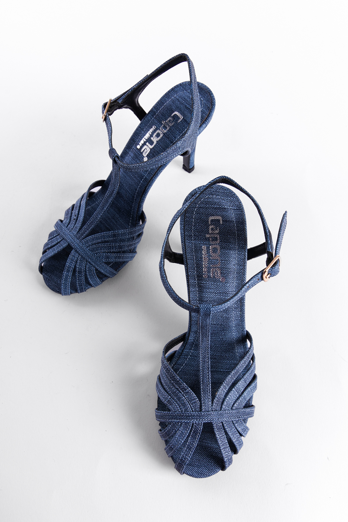 Capone Oval Toe Cage T-Strap Thin Heeled Woman Sandals