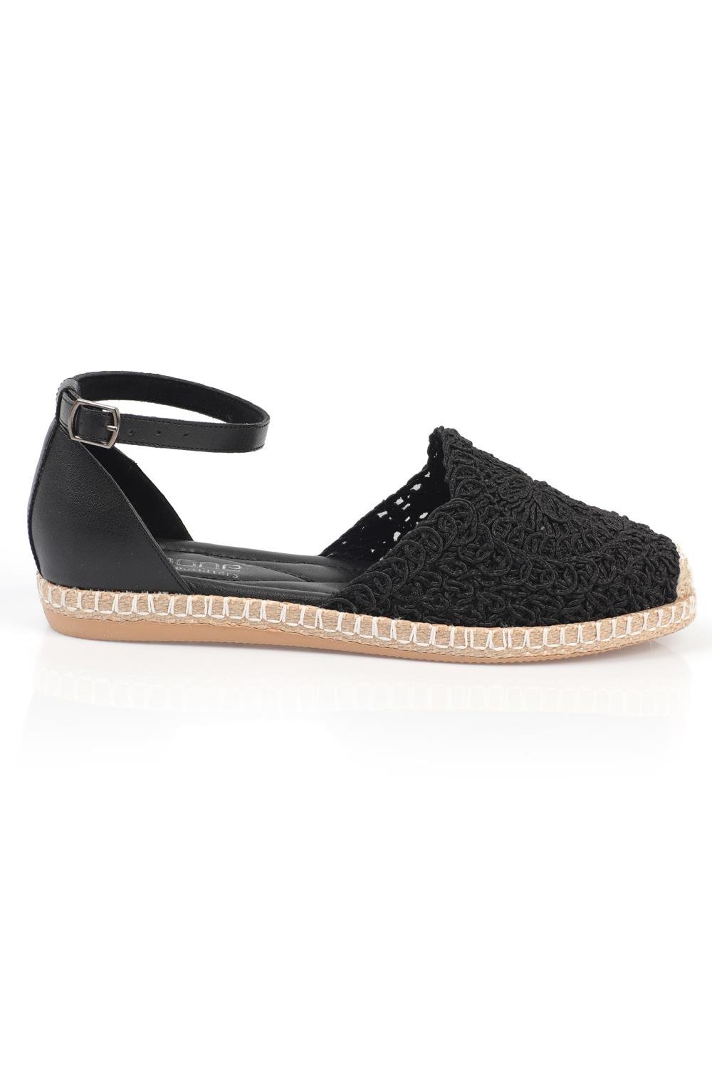 Capone Oval Toe Flower Motif Ankle Band Woman Rope Espadrille