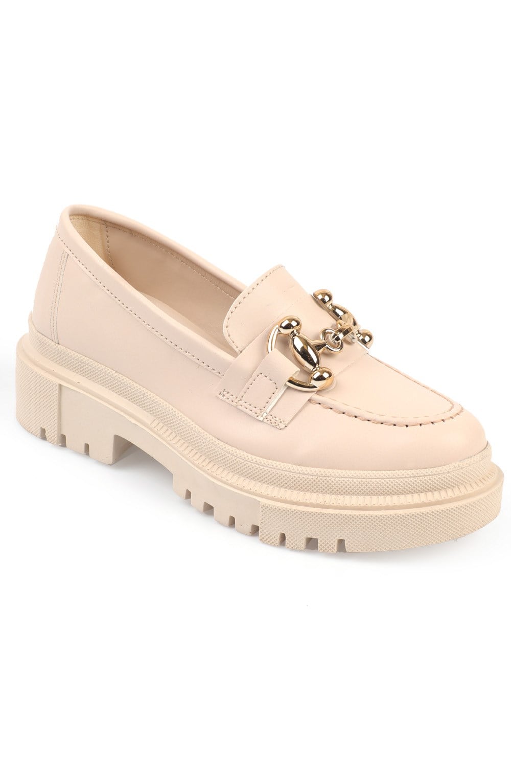 Capone Oval Toe Metal Bouckle Track Sole Woman Loafer