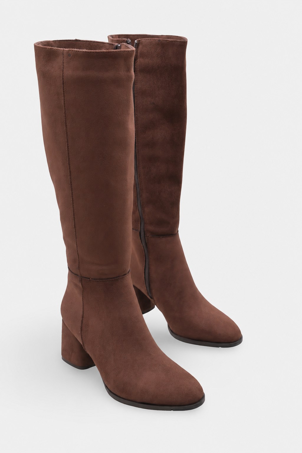 Capone Oval Toe Side Zipper Heeled Suede Woman Boots