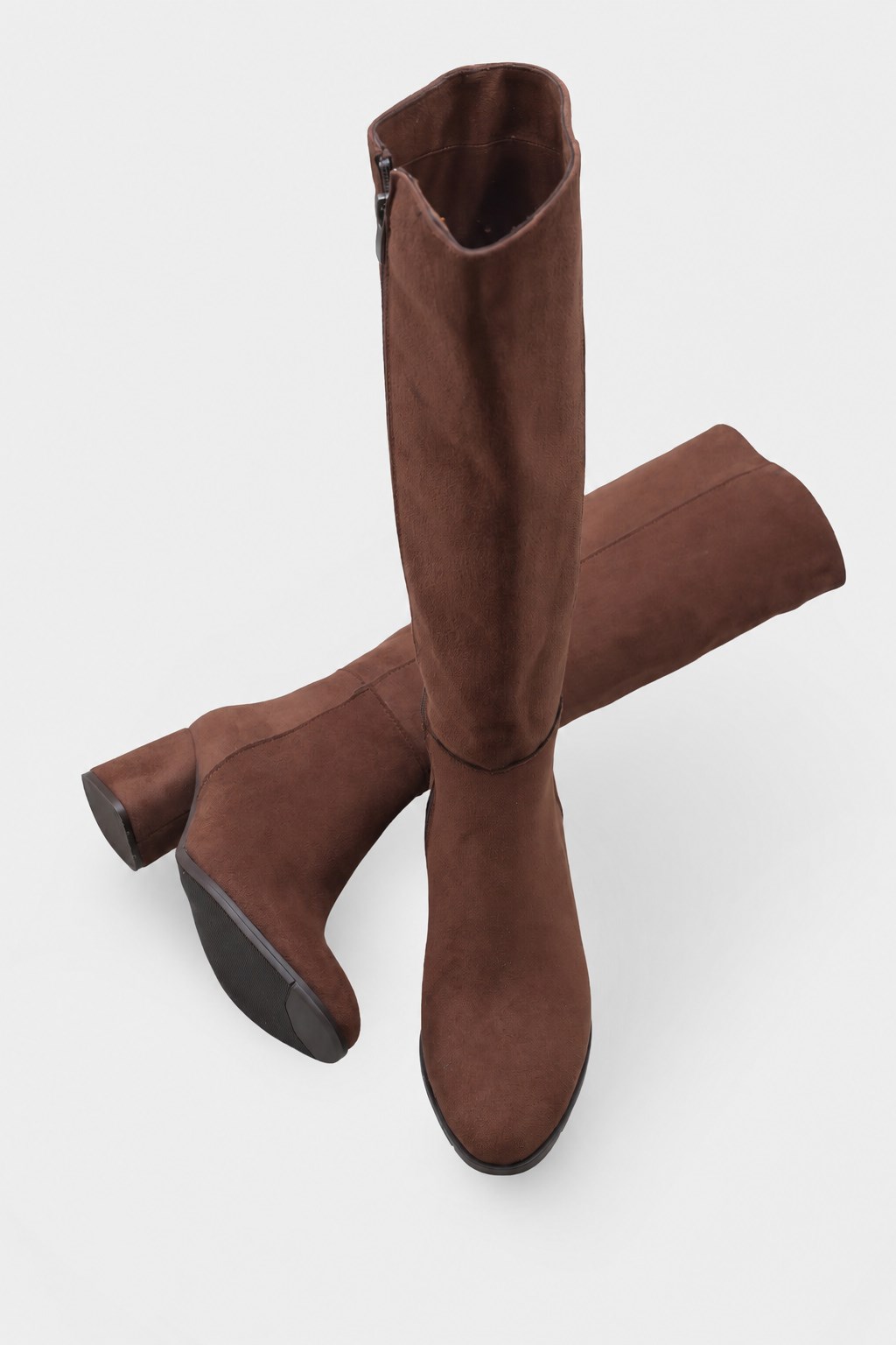 Capone Oval Toe Side Zipper Heeled Suede Woman Boots