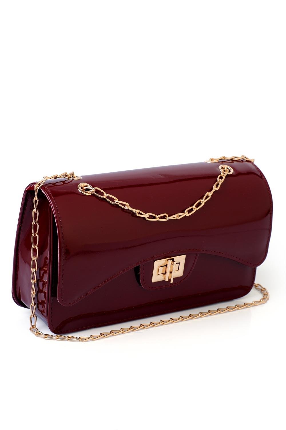 Capone Parma Houndstooth Pattern Women Burgundy Shoulder Bag