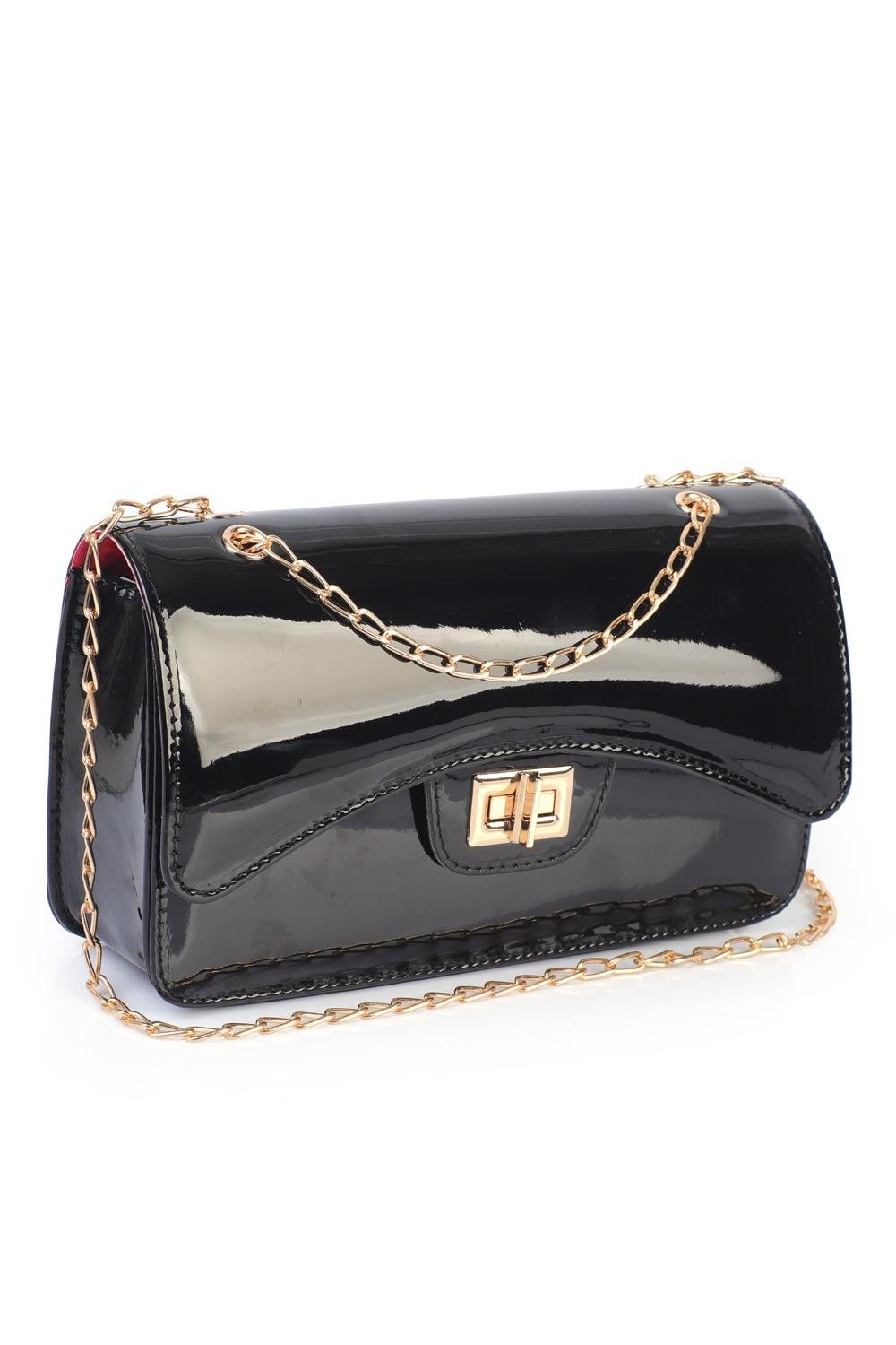 Capone Parma Houndstooth Pattern Women Black Shoulder Bag