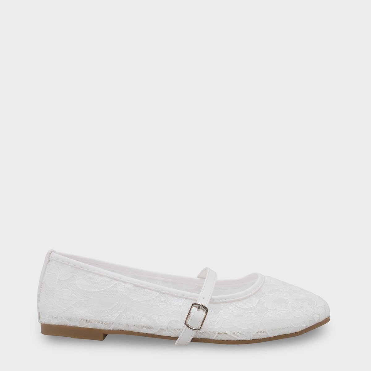 Capone Pennie Lace Mesh Embroidered Women White Ballet Flat