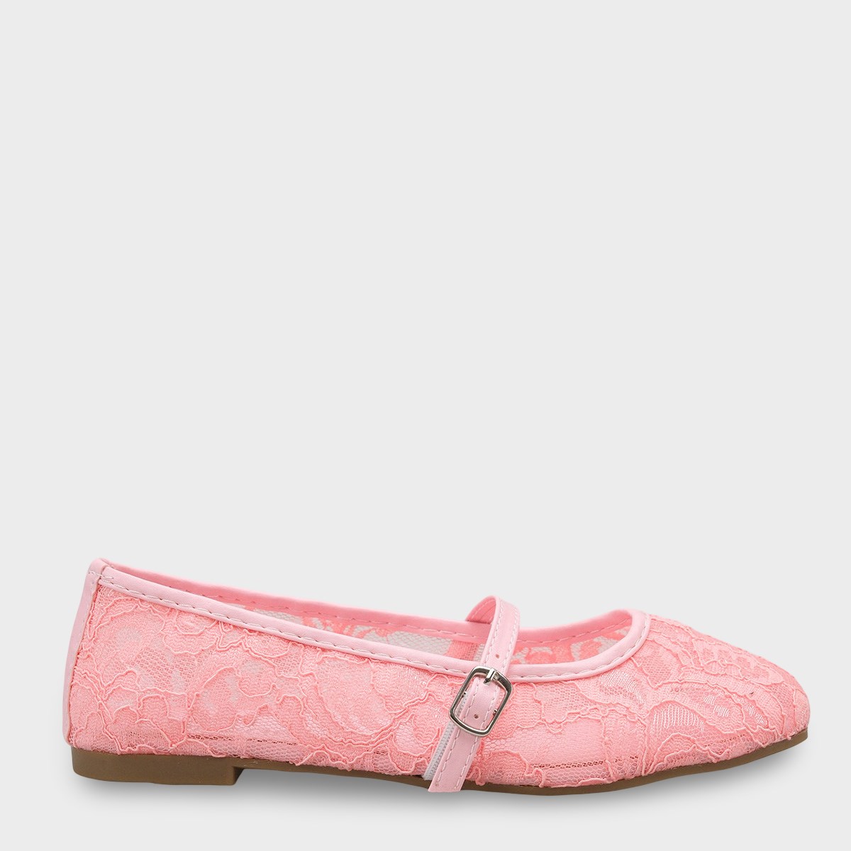 Capone Pennie Lace Mesh Embroidered Women Pink Ballet Flat