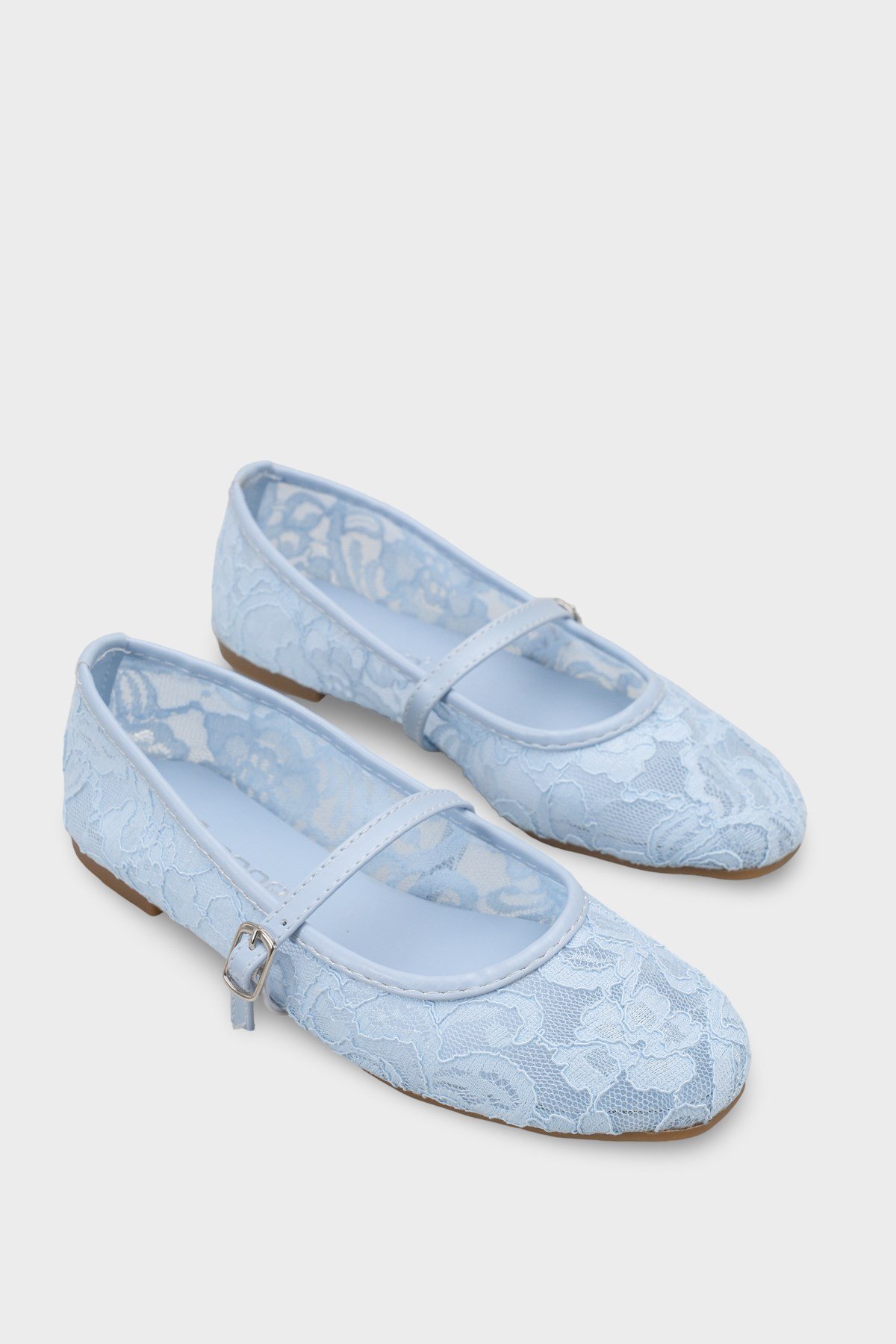 Capone Pennie Lace Mesh Embroidered Women Baby Blue Ballet Flat
