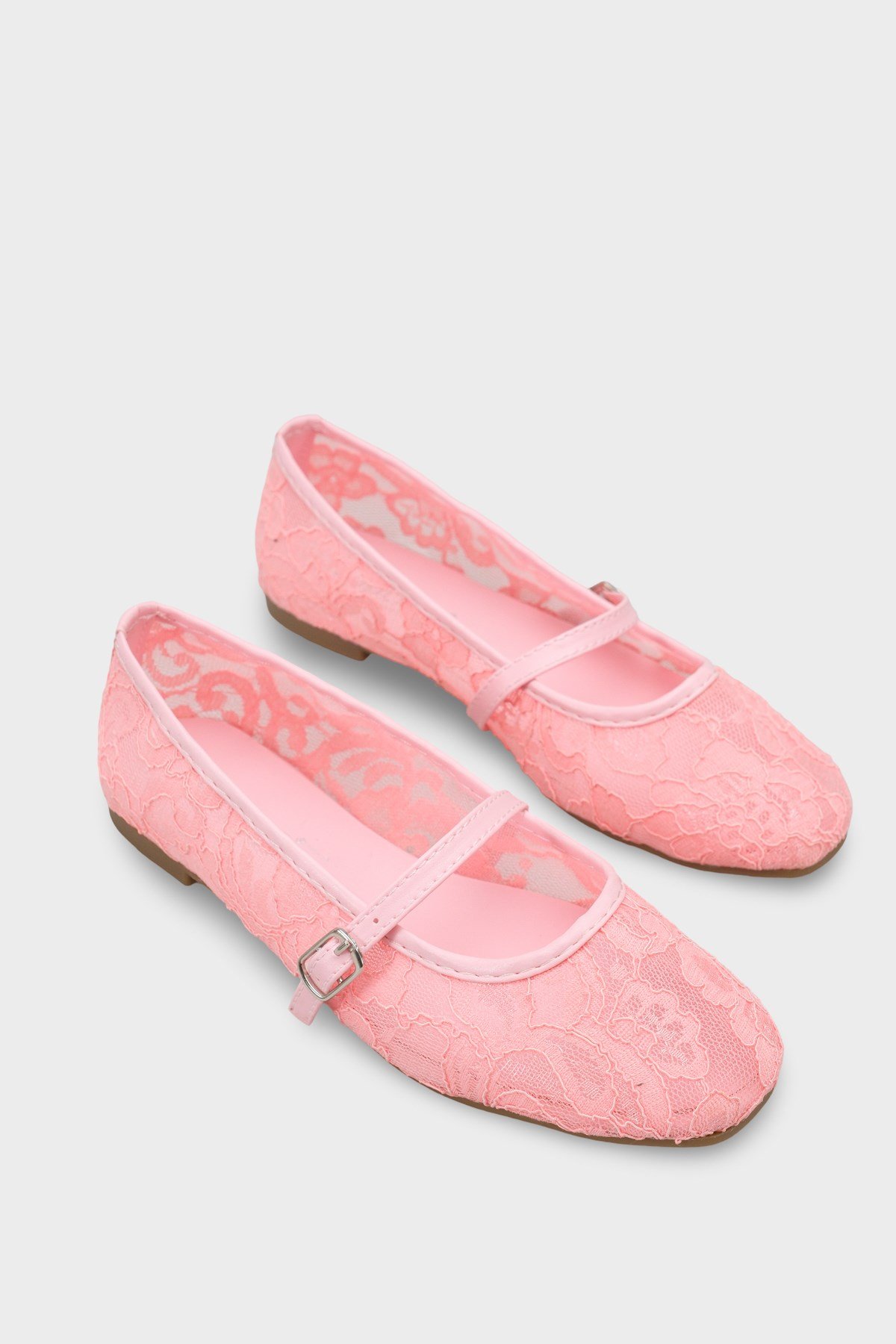Capone Pennie Lace Mesh Embroidered Women Pink Ballet Flat