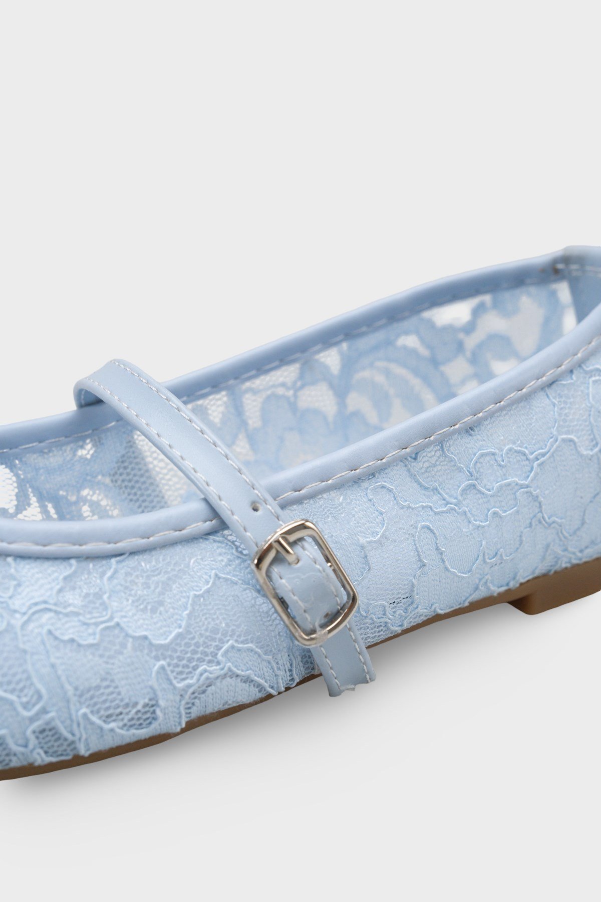 Capone Pennie Lace Mesh Embroidered Women Baby Blue Ballet Flat