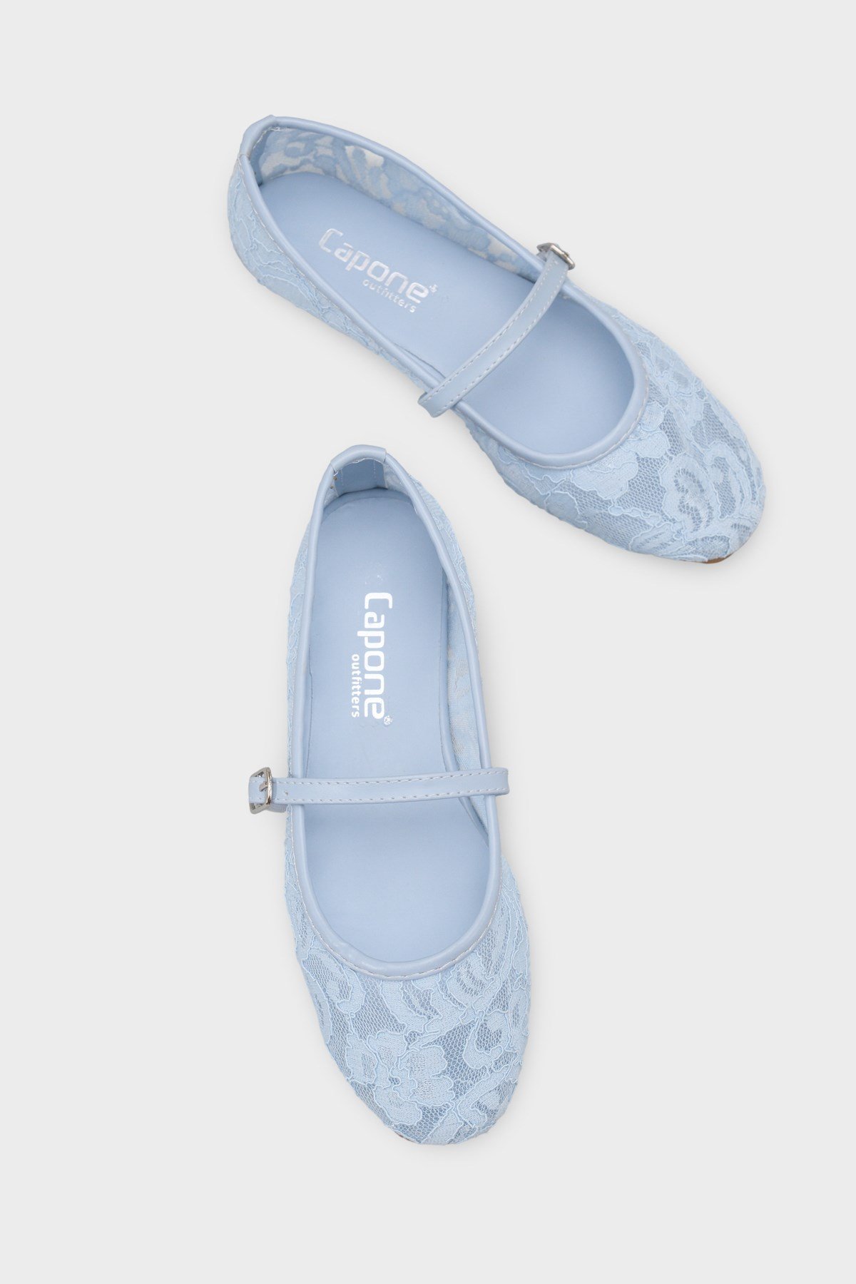 Capone Pennie Lace Mesh Embroidered Women Baby Blue Ballet Flat