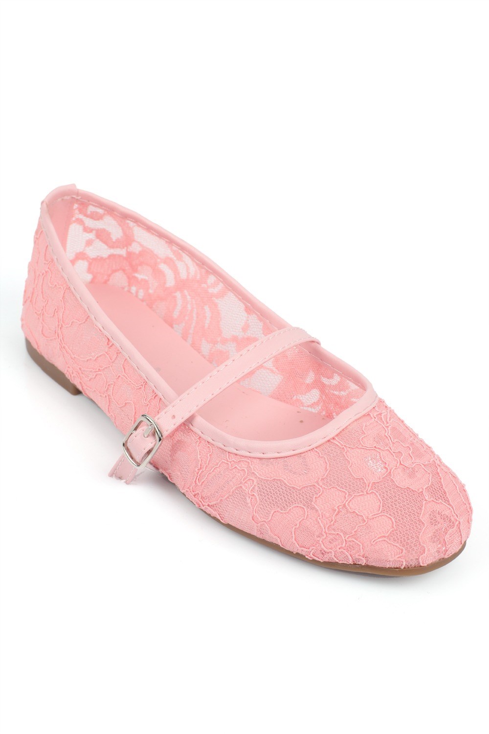 Capone Pennie Lace Mesh Embroidered Women Pink Ballet Flat