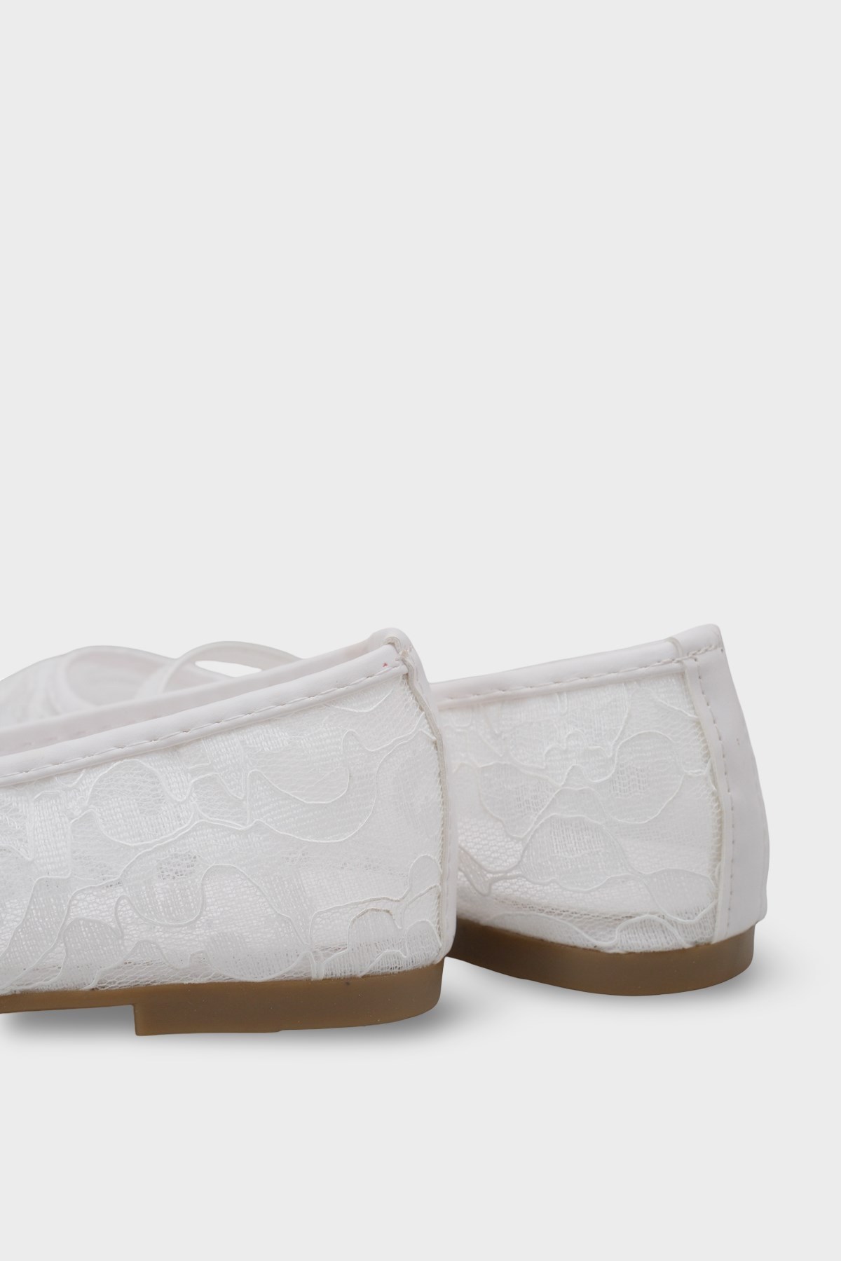 Capone Pennie Lace Mesh Embroidered Women White Ballet Flat