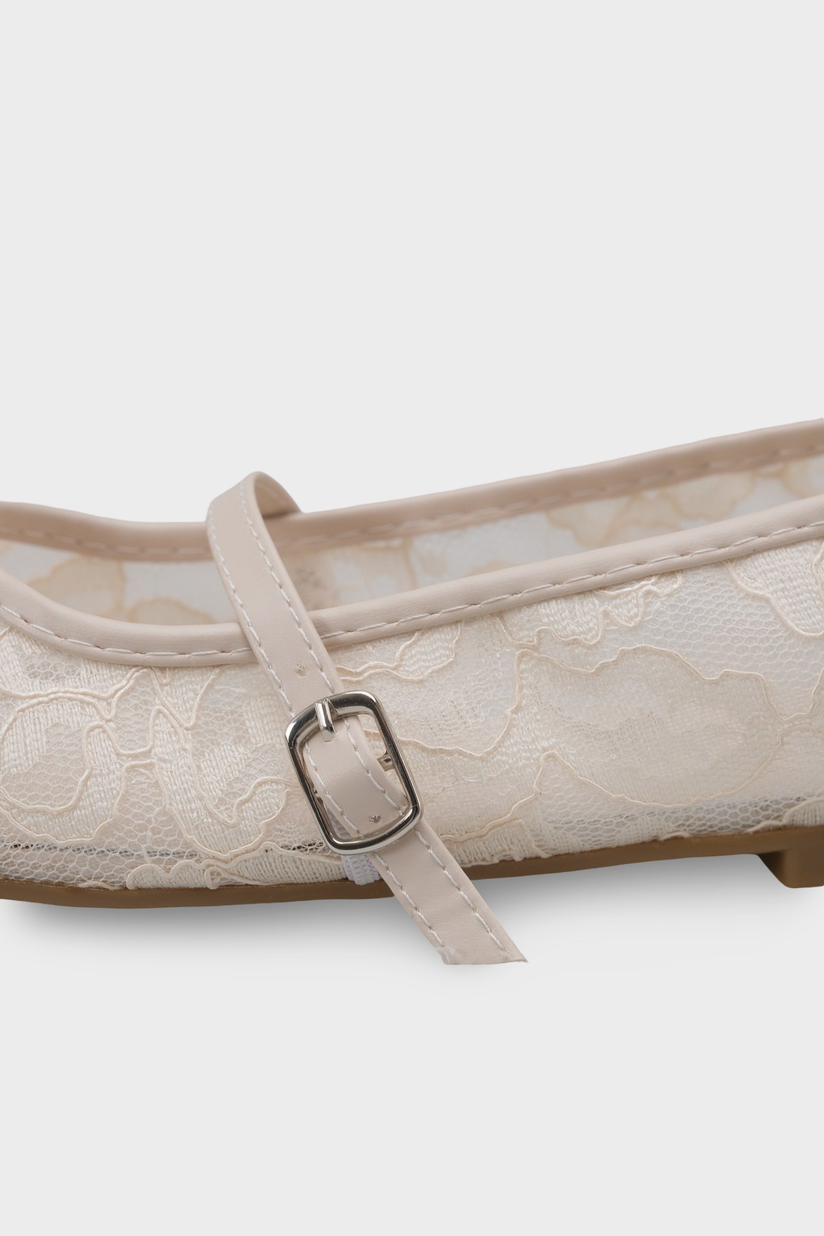 Capone Pennie Lace Mesh Embroidered Women Beige Ballet Flat