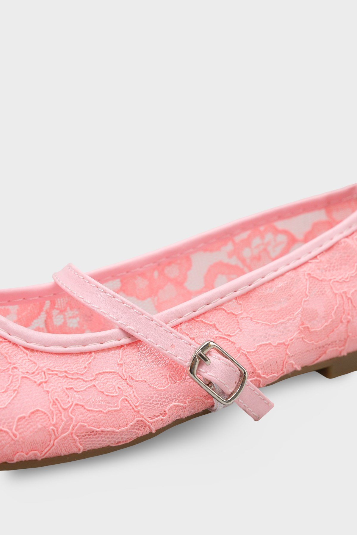 Capone Pennie Lace Mesh Embroidered Women Pink Ballet Flat