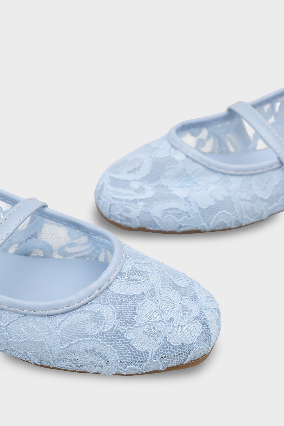 Capone Pennie Lace Mesh Embroidered Women Baby Blue Ballet Flat