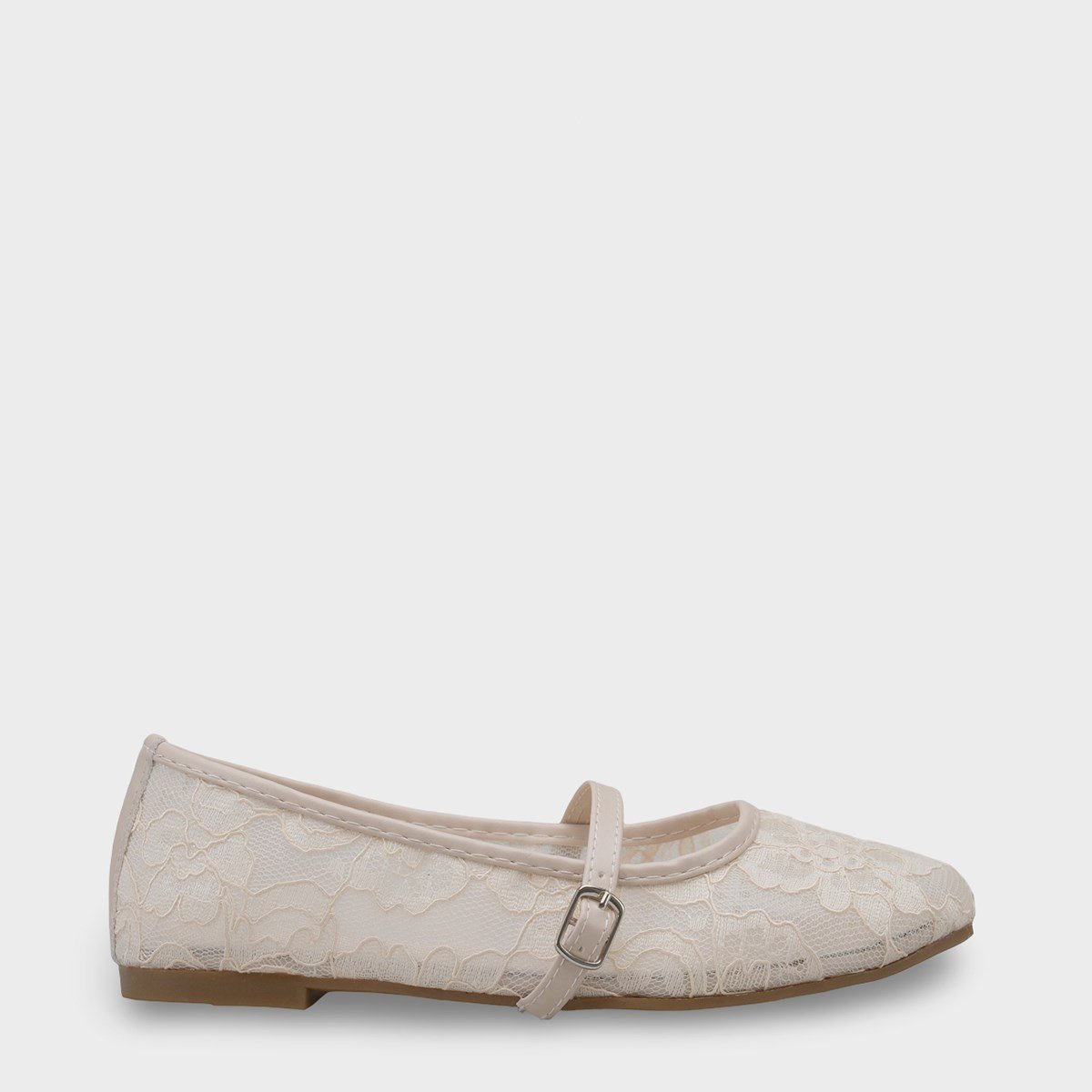 Capone Pennie Lace Mesh Embroidered Women Beige Ballet Flat