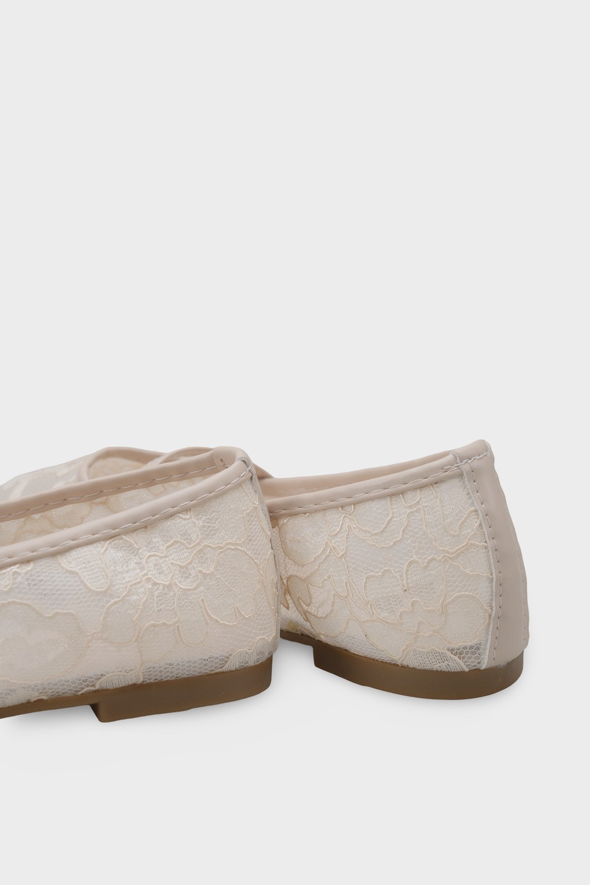 Capone Pennie Lace Mesh Embroidered Women Beige Ballet Flat