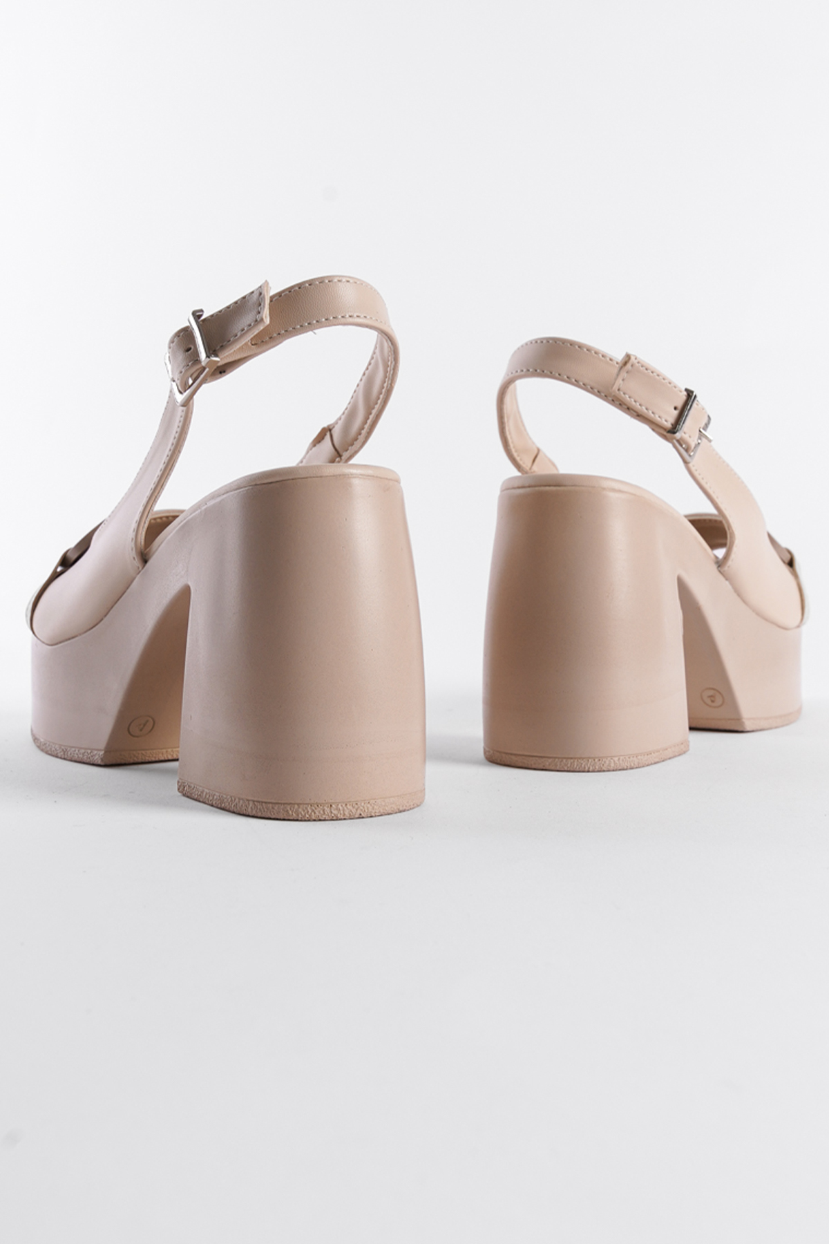 Capone Platform Buckle Single Strap Women Beige Sandals
