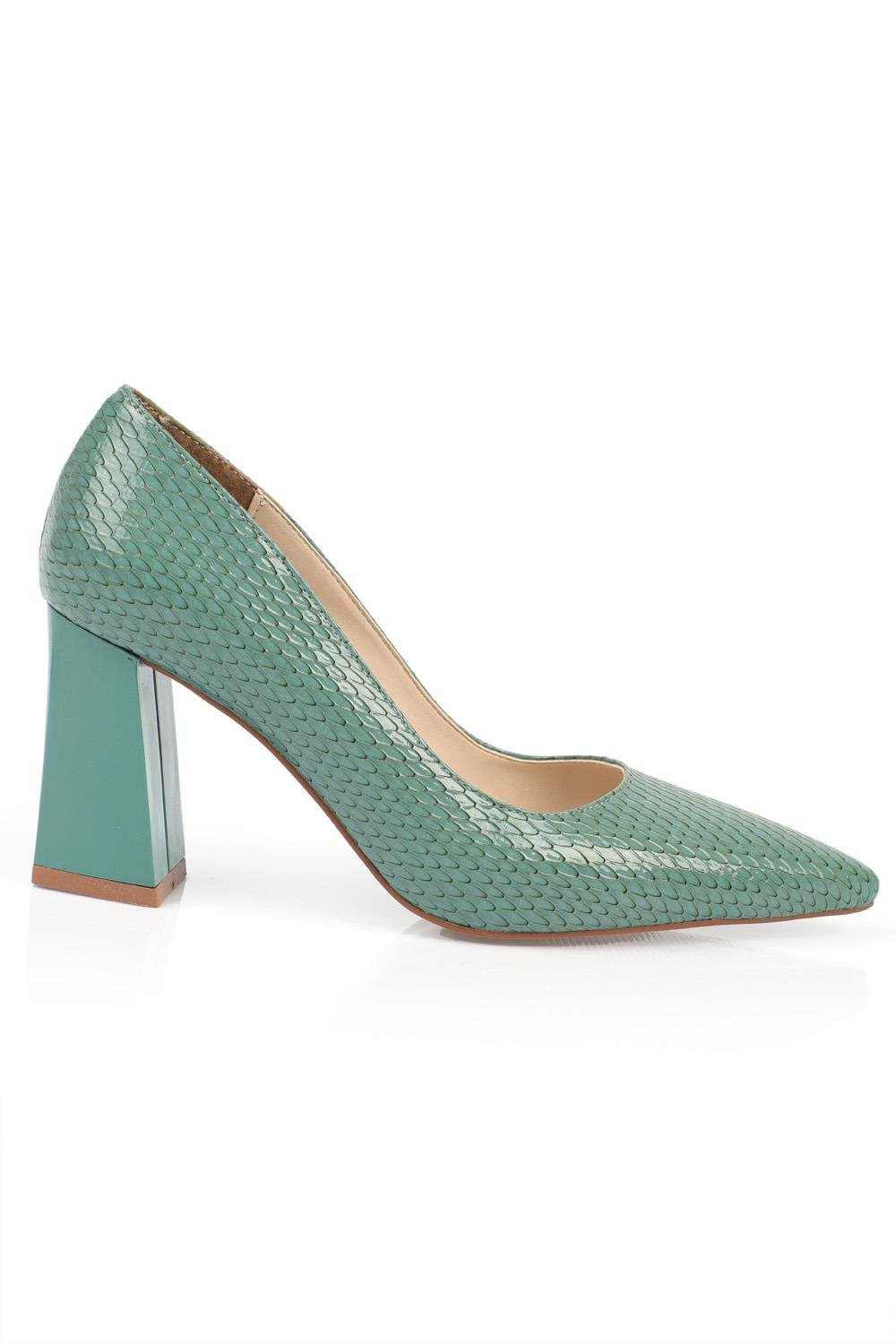 Capone Pointed Toe Python Pattern Patent Leather High Heel Woman Shoes