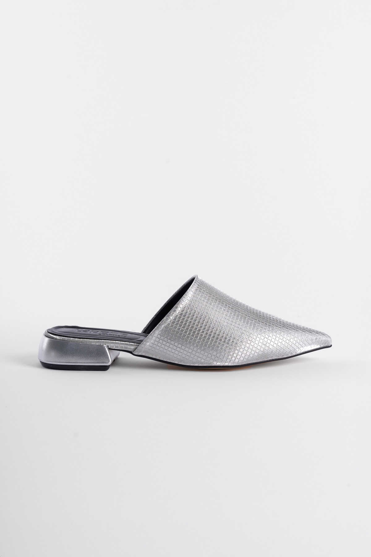 Capone Pointed Toe Short Heeled Closed Women Silver Sandals
