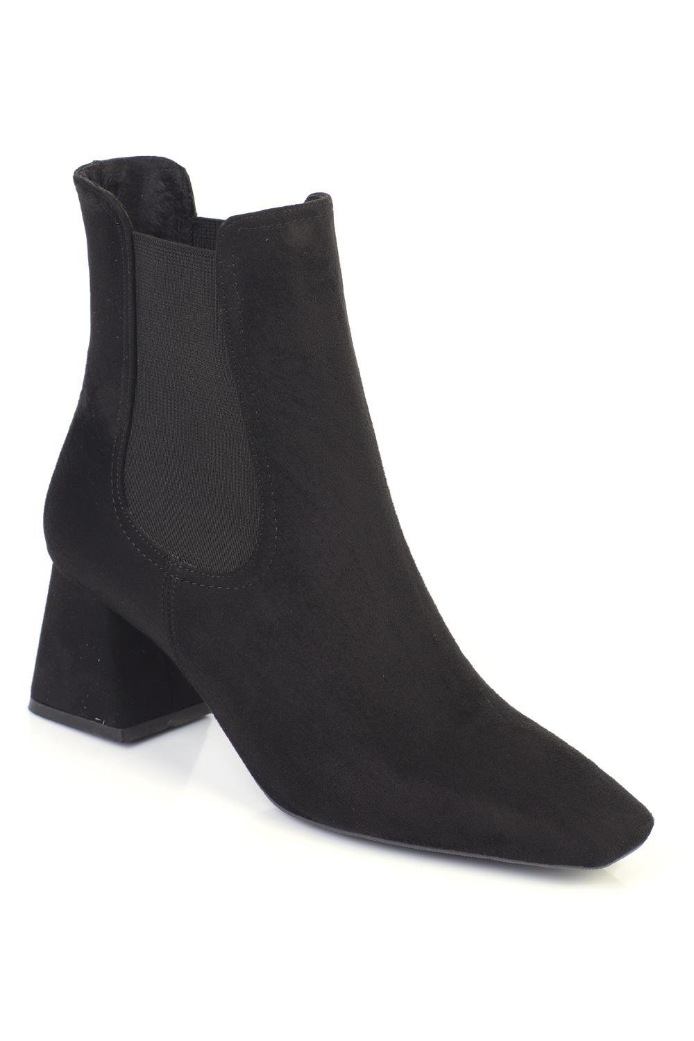 Capone Pointed-Toe Side Elastic Women Black Ankle Boots