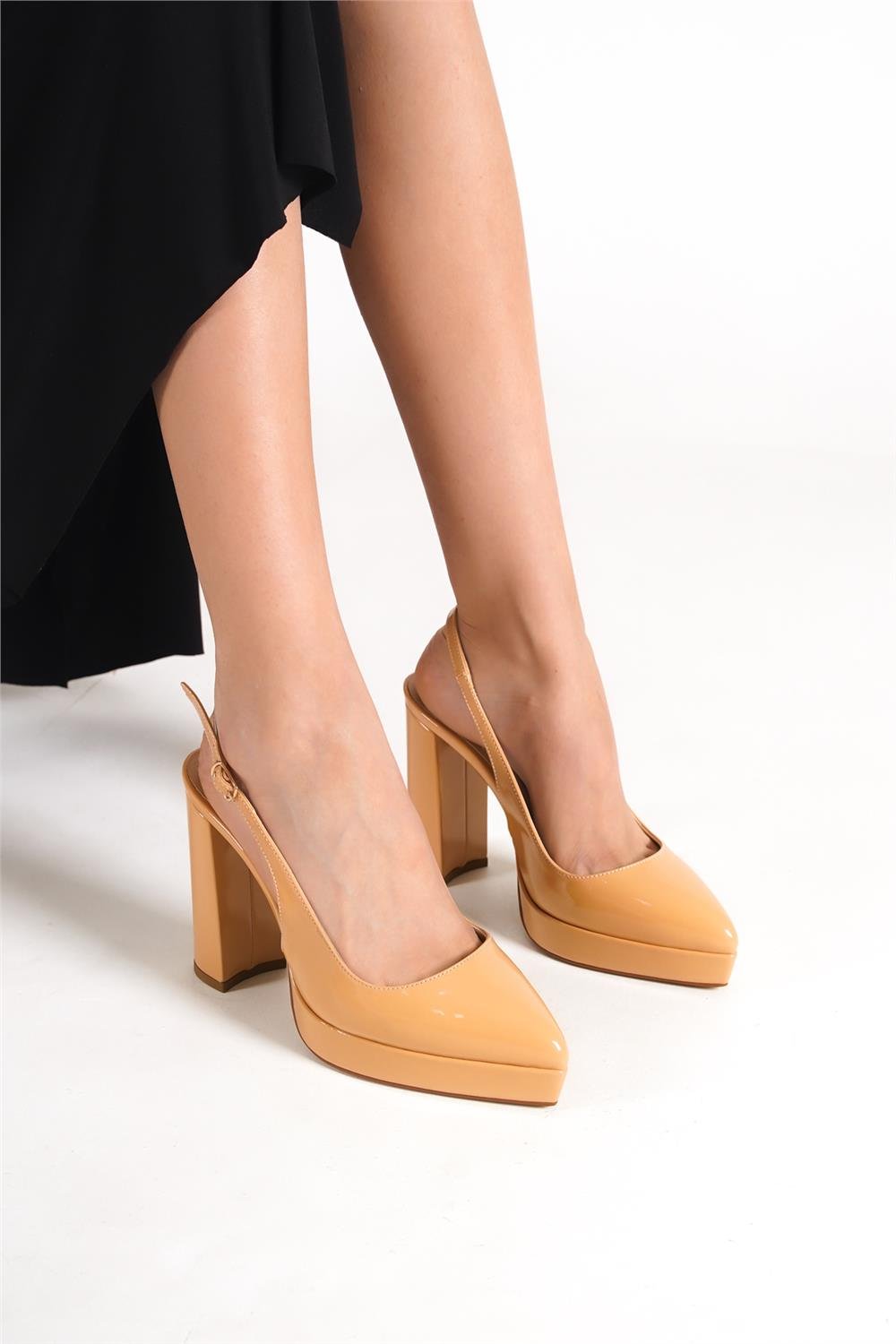 Capone Pointed Toe Slingback High Heel Patent Woman Platform Shoes