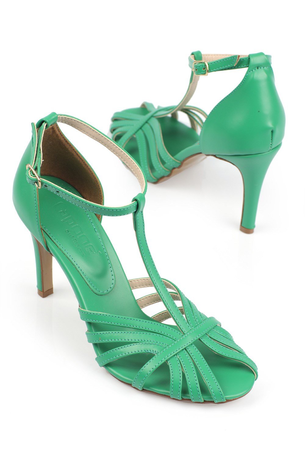 Capone Pointed Toe Slingback Low Heel Mat Patent Leather Women Green Shoes