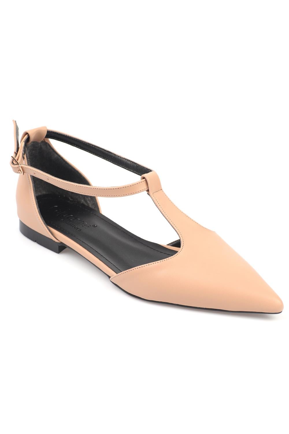 Capone Pointed Toe T-Strap Woman Ballet Flats