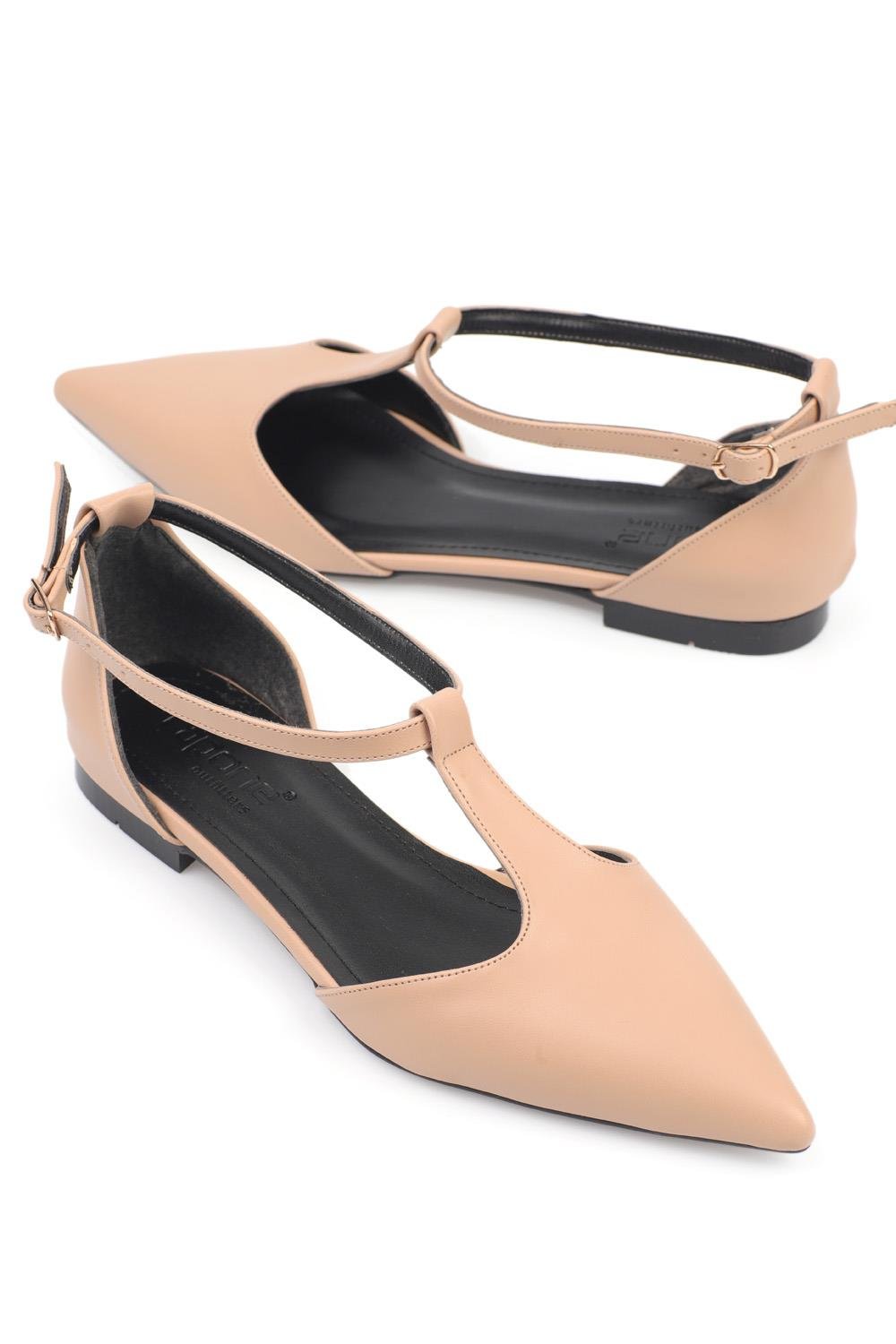 Capone Pointed Toe T-Strap Woman Ballet Flats