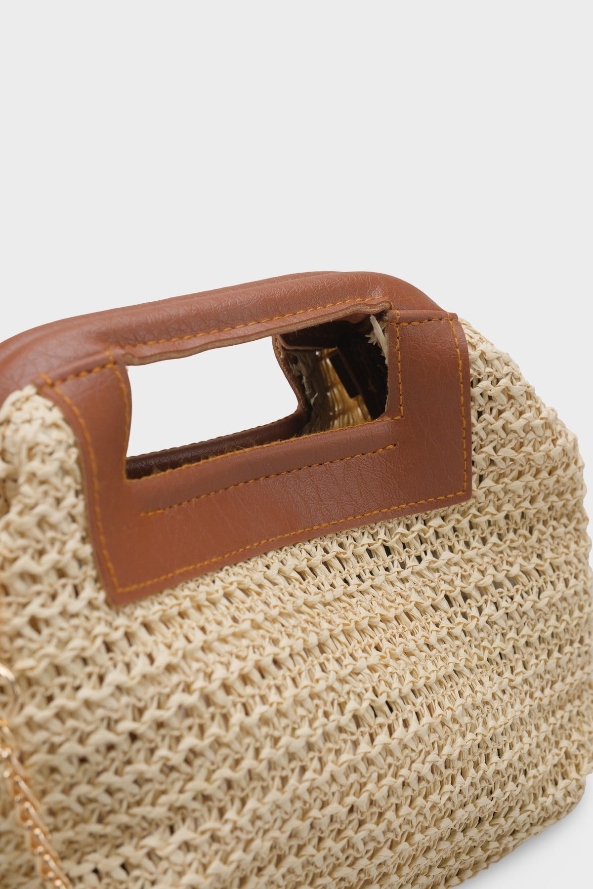 Capone Positano Raffia Look Chain Strap Women Beige Bag