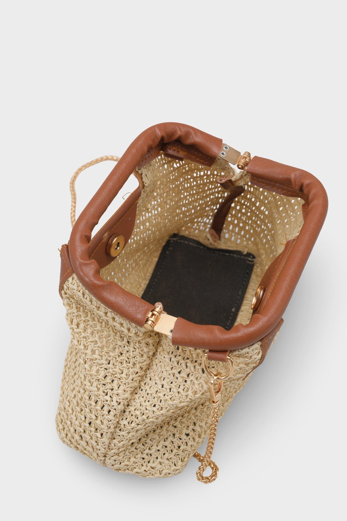 Capone Positano Raffia Look Chain Strap Women Beige Bag
