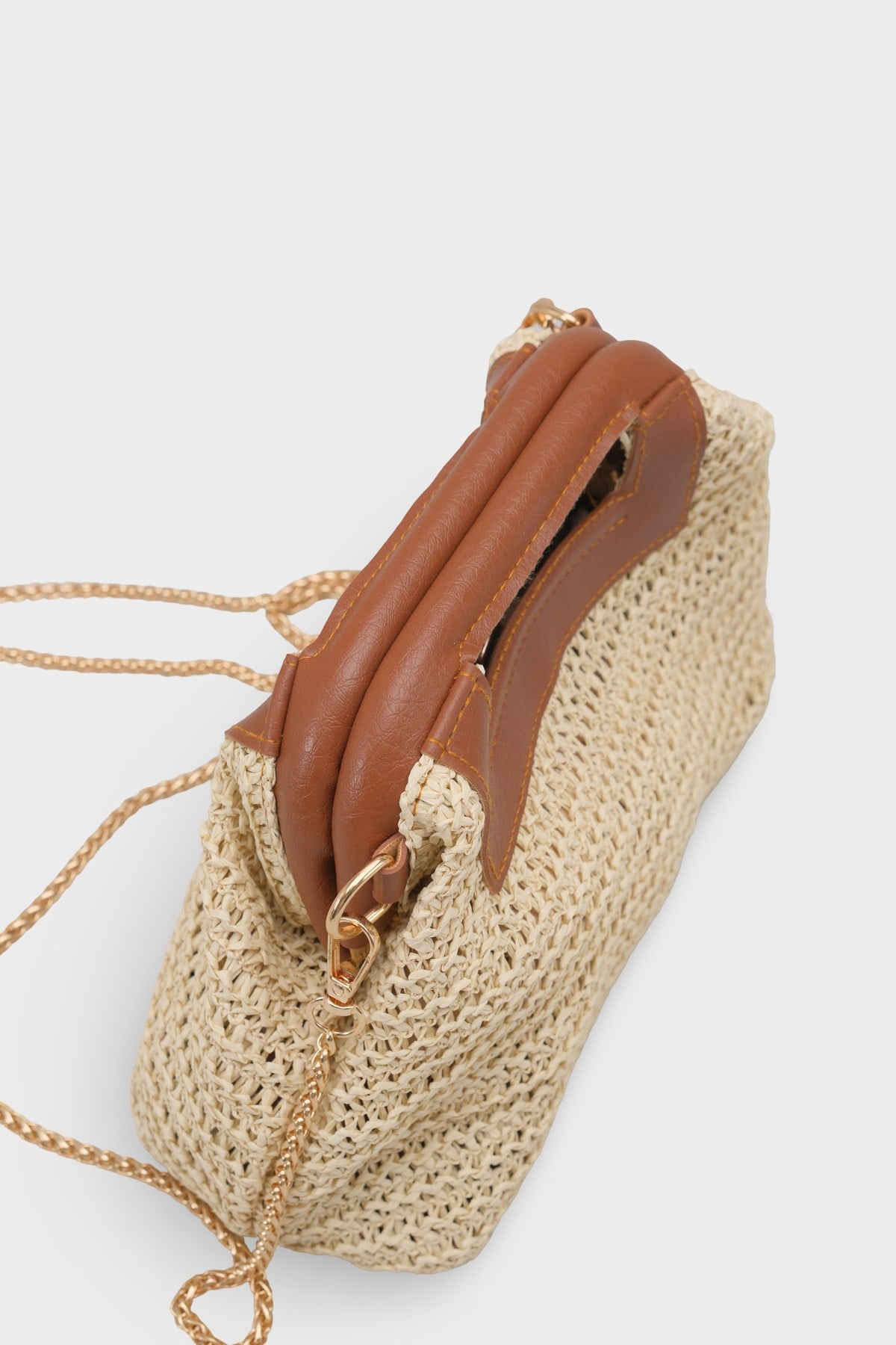 Capone Positano Raffia Look Chain Strap Women Beige Bag