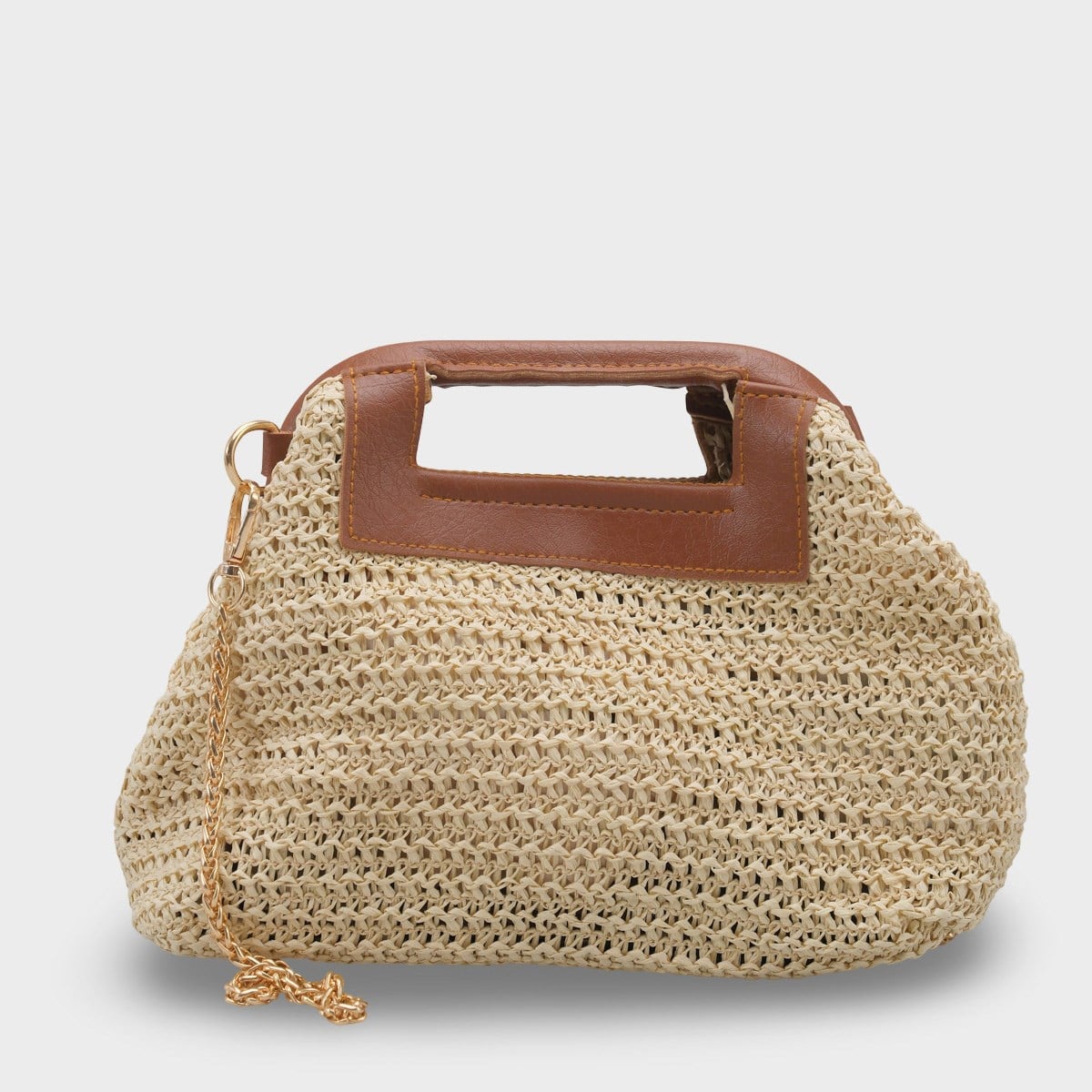 Capone Positano Raffia Look Chain Strap Women Beige Bag