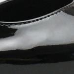 Capone Ramonda Genuine Leather Lined Pointed Toe Mid Heel Patent Look Open Back Women Patent Black Shoe