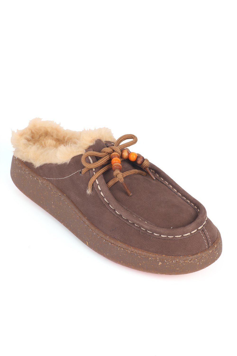 Capone Roslyn Genuine Nubuck Leather Comfort Wooden Accessory Closed Toe Women Brown Sandal
