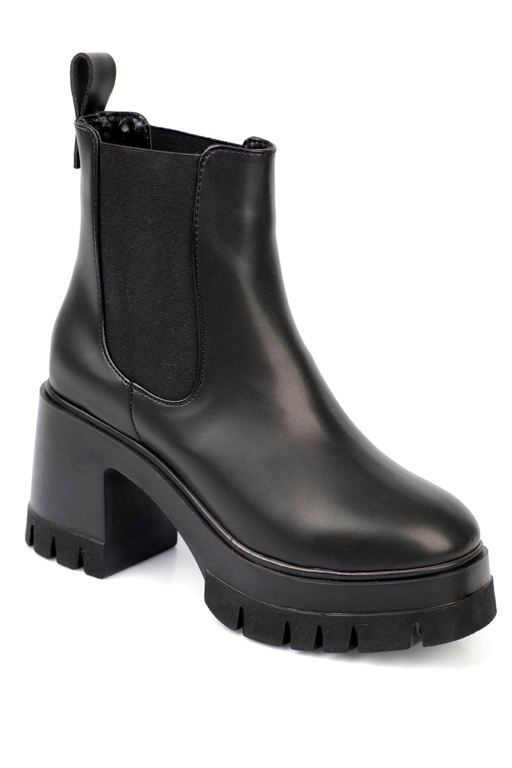 Capone Round Toe Elastic Side Mid Heel Woman Boots