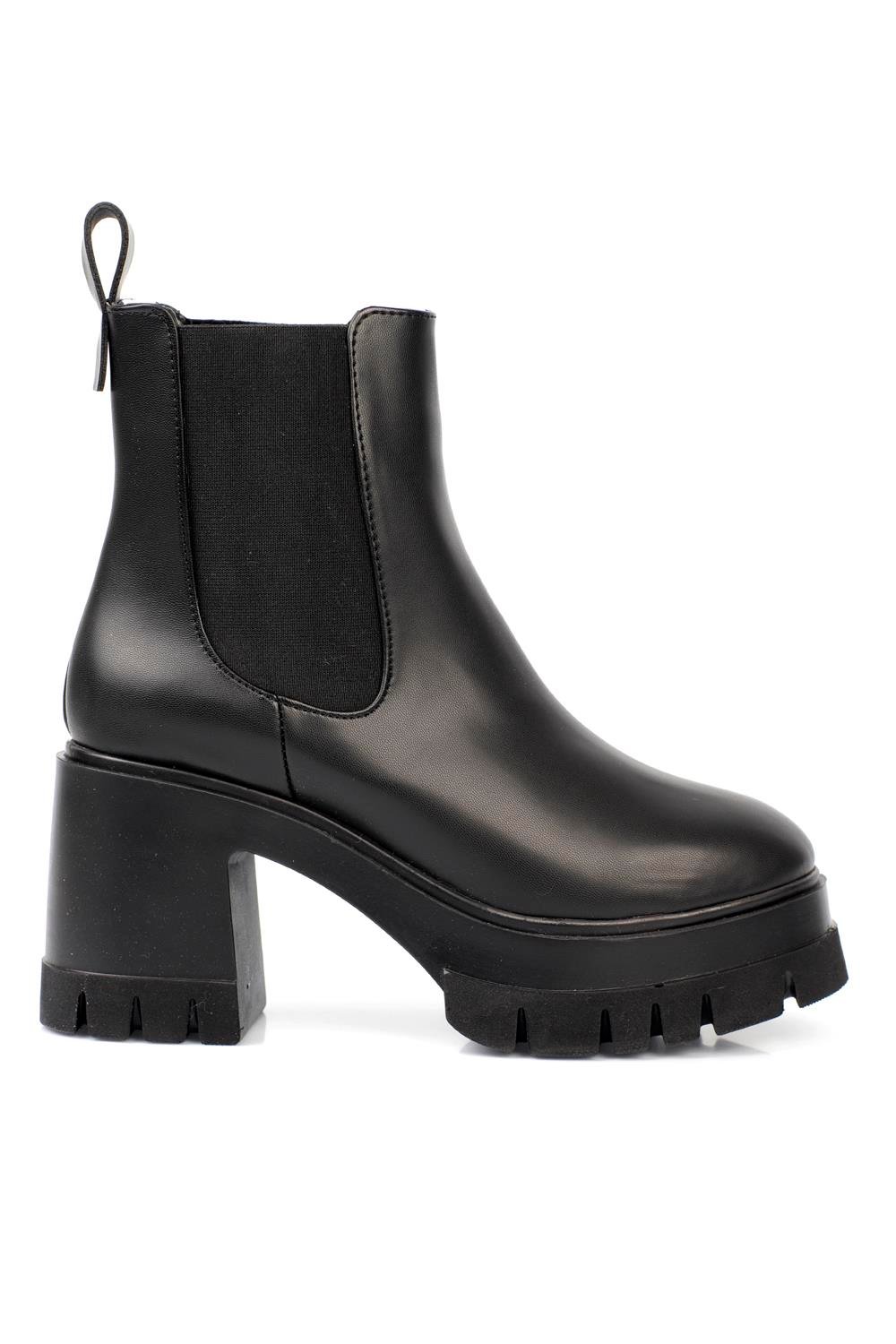 Capone Round Toe Elastic Side Mid Heel Woman Boots