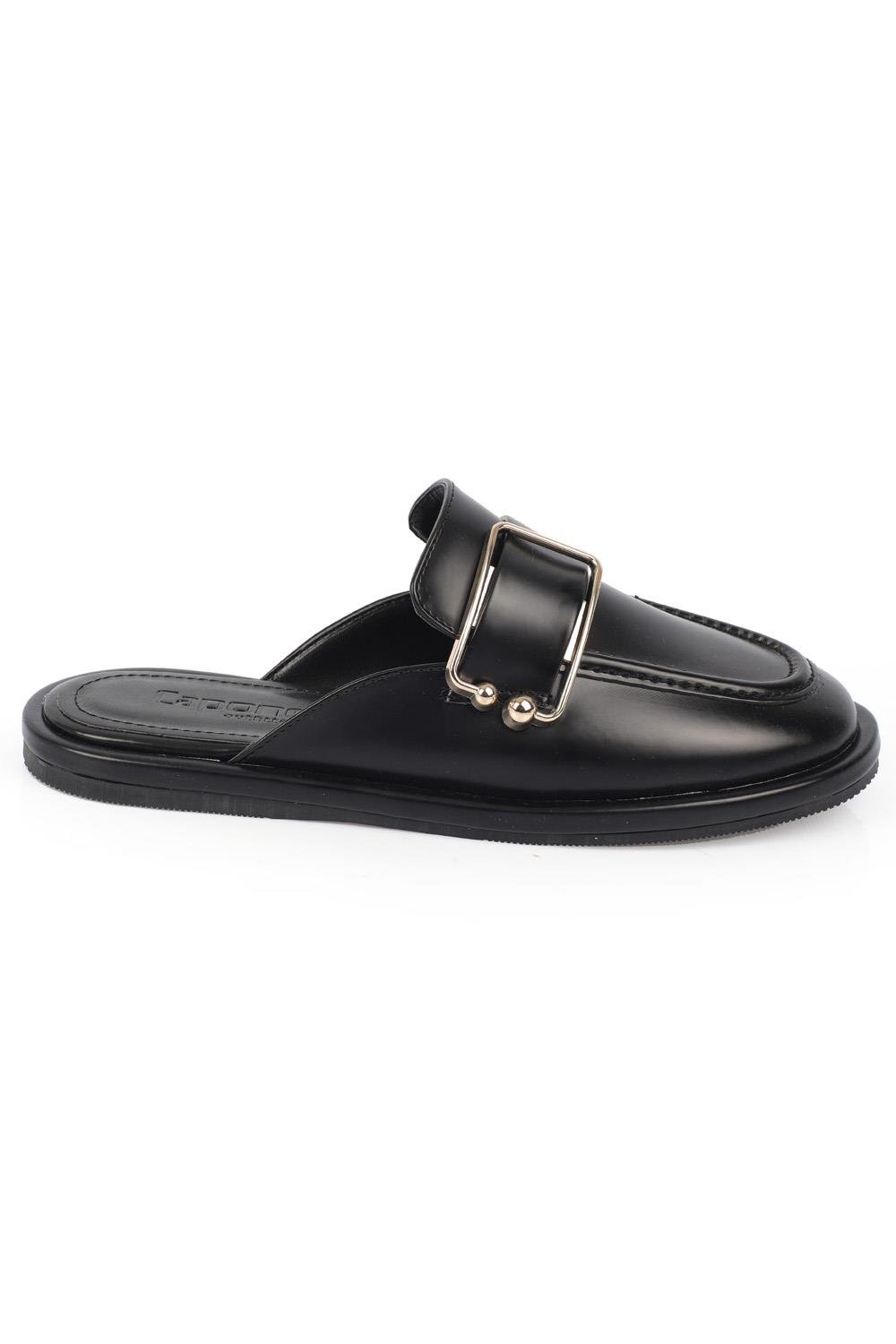 Capone Round Toe Metal Rectangle Bouckle Woman Mules
