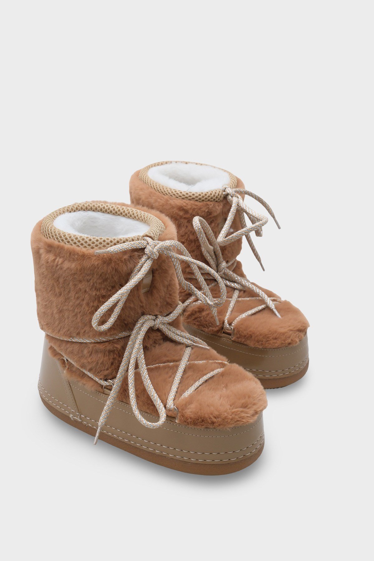 Capone Round Toe Thick Sole Furry Women Mink Boots