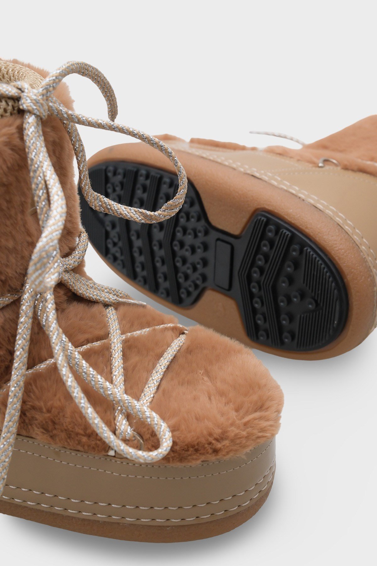 Capone Round Toe Thick Sole Furry Women Mink Boots