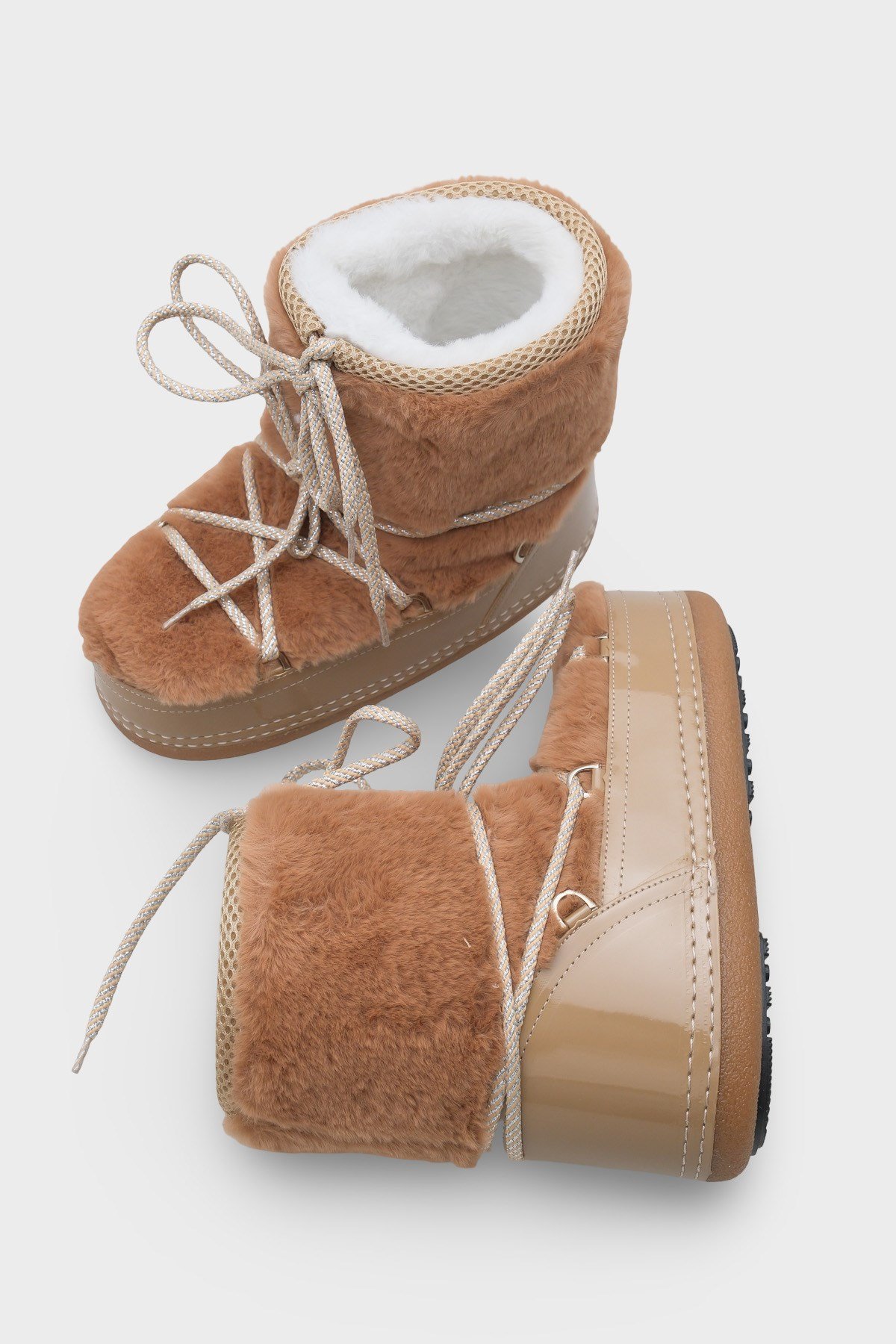 Capone Round Toe Thick Sole Furry Women Mink Boots