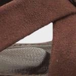 Capone Roxana Genuine Leather Lined Square Toe Cross Strap Mid Heel Suede Look Elegant Women Sued Brown Shoe