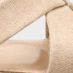 Capone Roxana Genuine Leather Lined Square Toe Cross Strap Mid Heel Suede Look Elegant Women Sued Beige Shoe