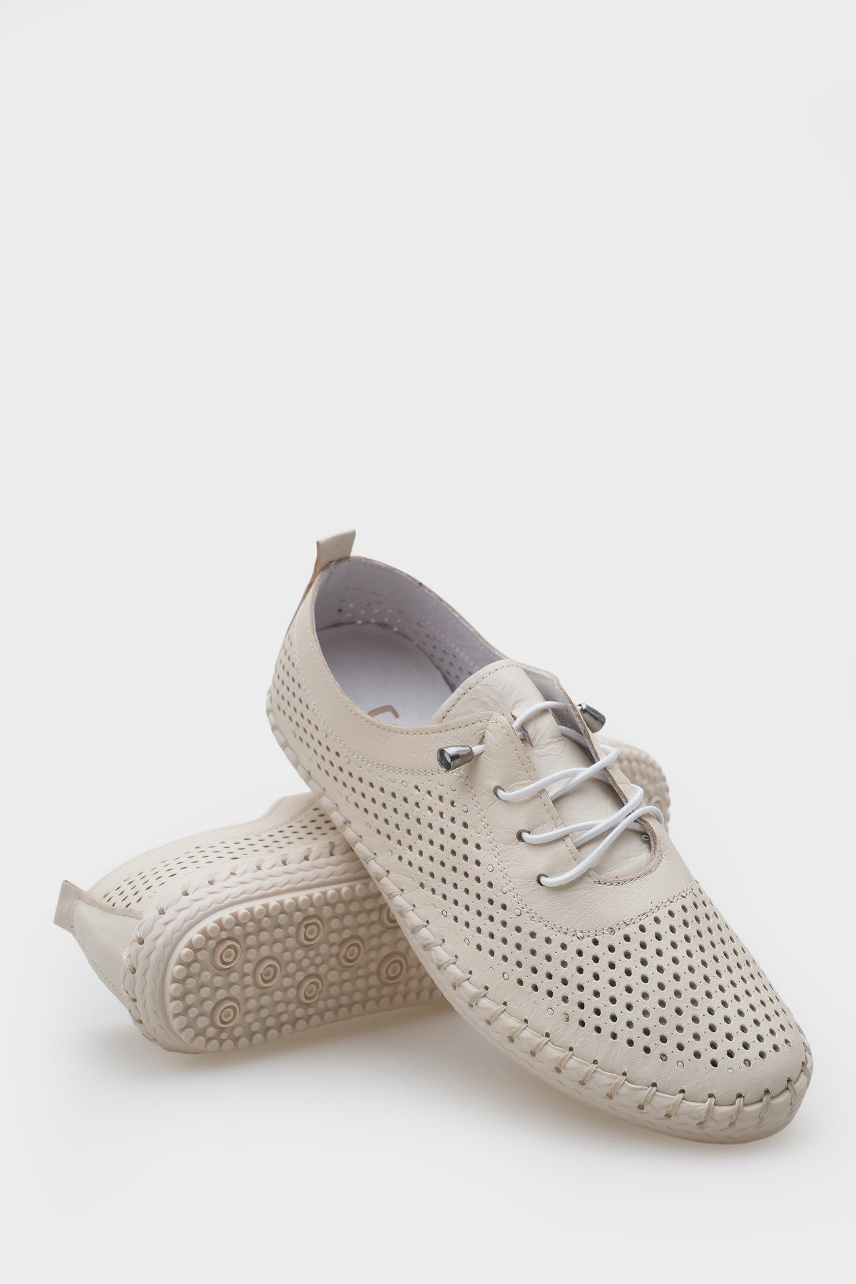 Capone Rubia Genuine Leather Soft Comfort Sole Women Beige Ballet Flat