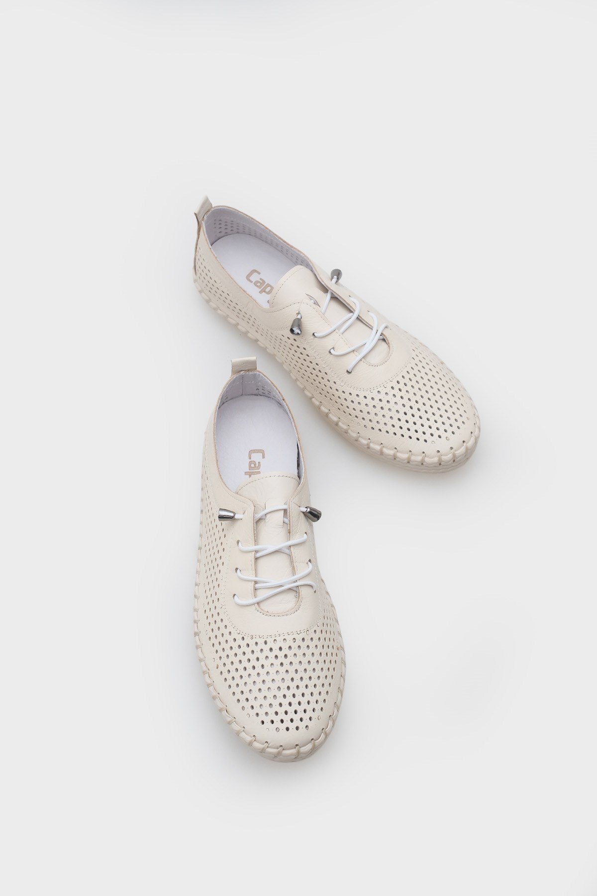 Capone Rubia Genuine Leather Soft Comfort Sole Women Beige Ballet Flat